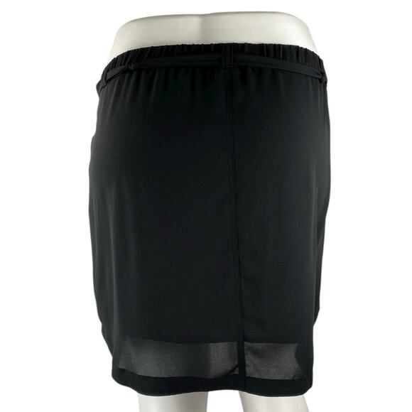 Ann Taylor LOFT Women's Black Tie Waist Button Front Mini Pencil Skirt Size L - Picture 3 of 5